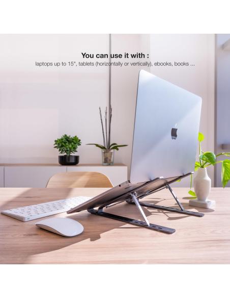 TooQ TQLRS0033-AL-G Soporte para Portátil Hasta 15" Máx. 5 Kg Gris