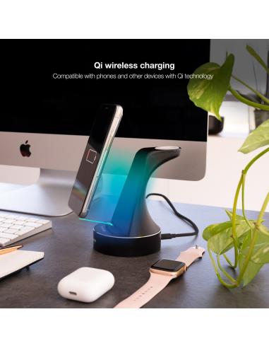 TooQ TQCD02W Base de Carga Inalámbrica para Apple Watch/iPhone/Smartphone