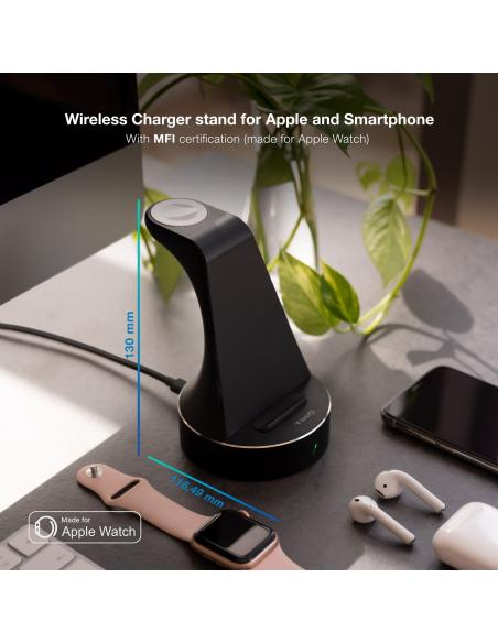 TooQ TQCD02W Base de Carga Inalámbrica para Apple Watch/iPhone/Smartphone