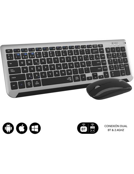 Subblim SUBKBC-DCEP20 KIT de Teclado y Ratón Bluetooth/2.4GHz Prestige Gris/Negro