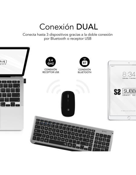 Subblim SUBKBC-DCEP20 KIT de Teclado y Ratón Bluetooth/2.4GHz Prestige Gris/Negro