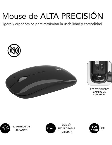 Subblim SUBKBC-DCEP20 KIT de Teclado y Ratón Bluetooth/2.4GHz Prestige Gris/Negro