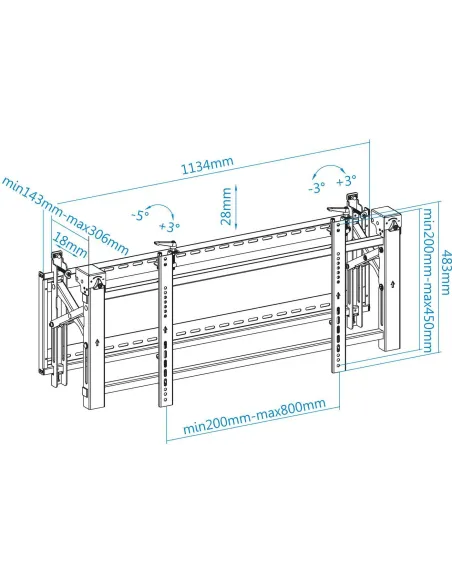 TooQ TQVW5470T Soporte Video Wall de Pared para Pantalla 45-70” Negro