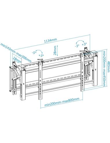 TooQ TQVW4570T Soporte de Pared Inclinable para Monitor/TV 45"-70" Máx.70 KG Negro