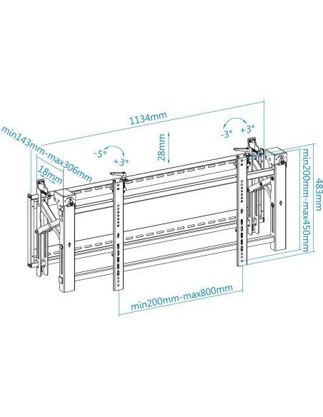 TooQ TQVW4570T Soporte de Pared Inclinable para Monitor/TV 45"-70" Máx.70 KG Negro