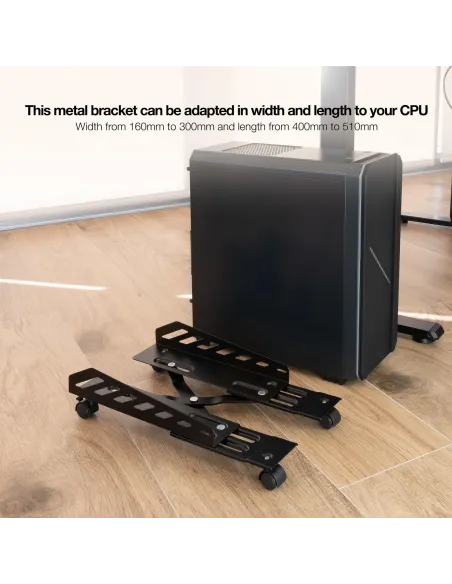 TooQ UMCS0024-B Soporte para CPU con Ruedas Hasta 25Kg Negro