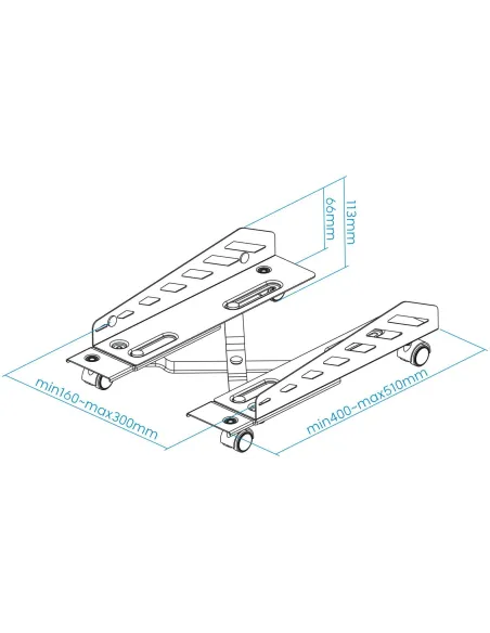 TooQ UMCS0024-B Soporte para CPU con Ruedas Hasta 25Kg Negro