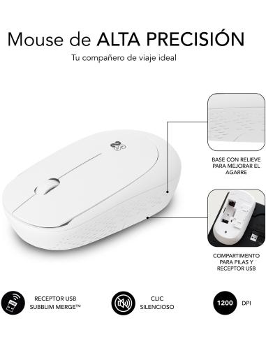 Subblim Business Plus Silencioso Ratón Inalámbrico 1200DPI Blanco