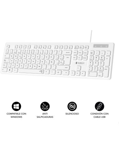 Subblim Business Slim Teclado con Cable USB Blanco