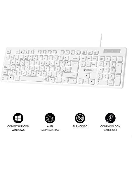 Subblim Business Slim Teclado con Cable USB Blanco