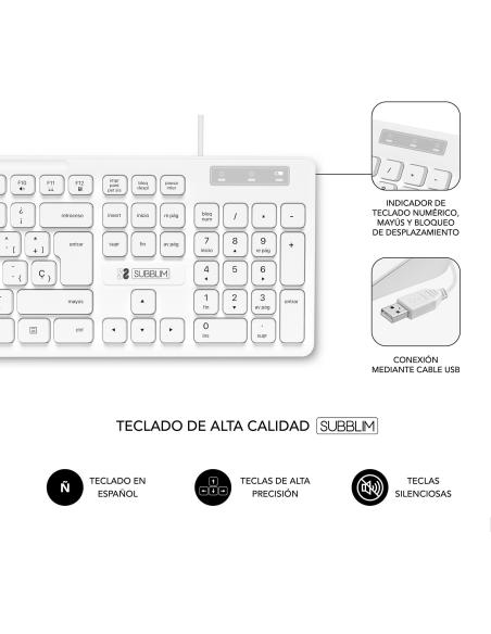 Subblim Business Slim Teclado con Cable USB Blanco