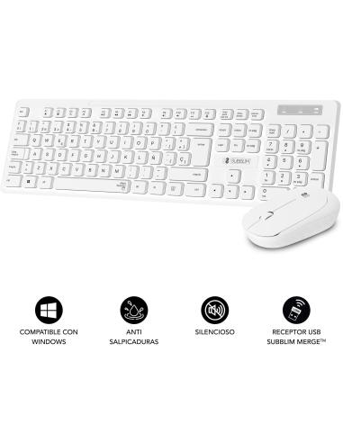 Subblim Business Slim KIT de Teclado y Ratón Inalámbrico Blanco