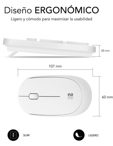 Subblim Business Slim KIT de Teclado y Ratón Inalámbrico Blanco