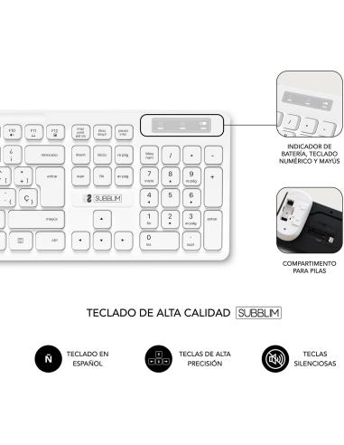 Subblim Business Slim KIT de Teclado y Ratón Inalámbrico Blanco