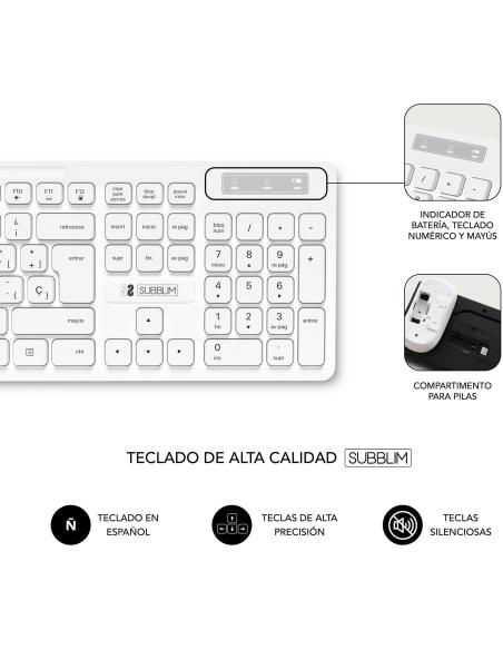 Subblim Business Slim KIT de Teclado y Ratón Inalámbrico Blanco