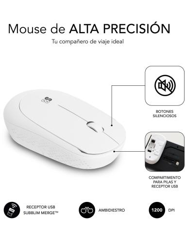 Subblim Business Slim KIT de Teclado y Ratón Inalámbrico Blanco