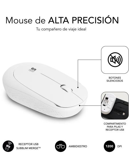 Subblim Business Slim KIT de Teclado y Ratón Inalámbrico Blanco