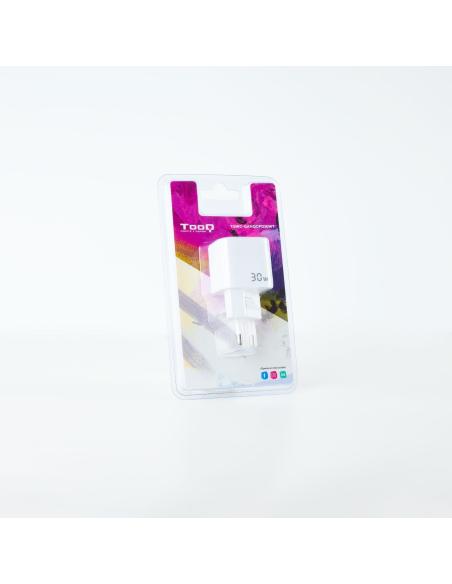 TooQ TQWC-GANQCPD30WT Cargador de Pared Universal USB-A/USB-C 30W Blanco