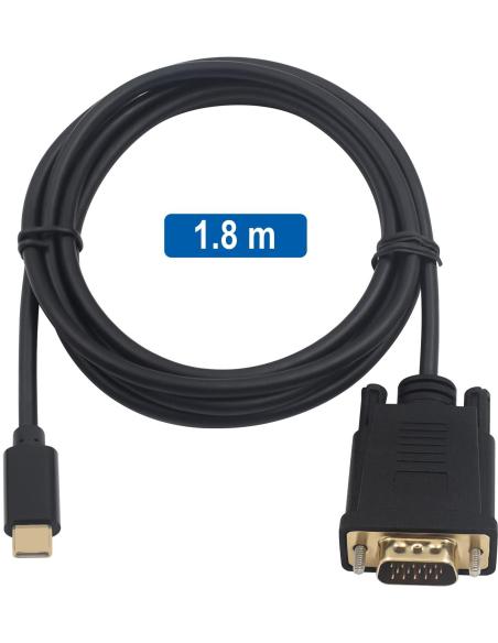 Ewent EC1052 Conversor de Imagen USB-C a VGA Full HD 1.8m Negro