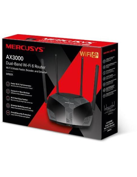 Mercusys MR80X Router WiFi 6 AX3000 Doble Banda MU-MIMO/OFDMA/WPA3
