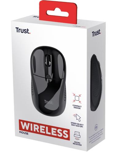 Trust Wireless 24658  Mini Ratón Inalámbrico 1600 DPI Negro