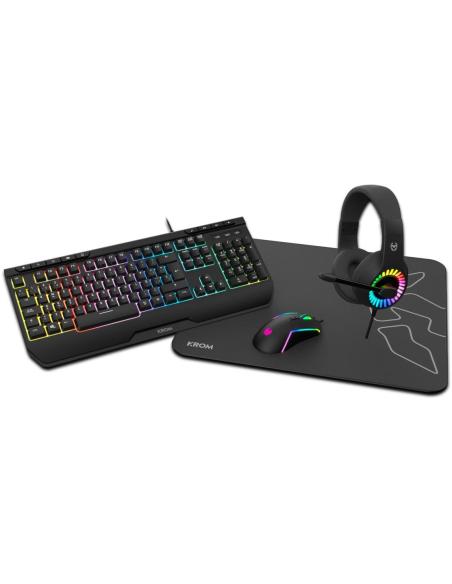 KROM NXKROMKENYA Combo Gaming 4 en 1 Auriculares + Teclado + Alfombrilla + Raton