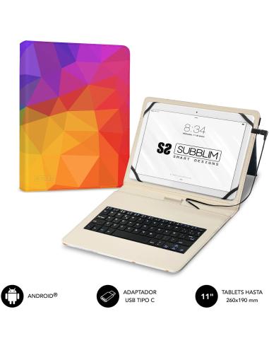 Subblim Keytab Funda Universal con Teclado Triángulos para Tablet 11.1"