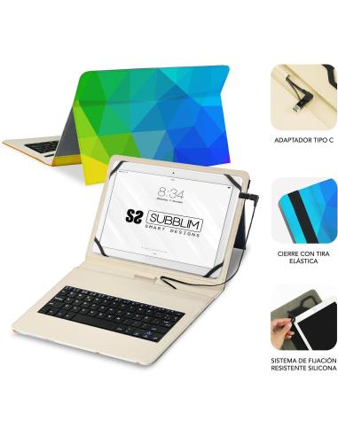 Subblim Keytab Funda Universal con Teclado Triángulos para Tablet 11.1"
