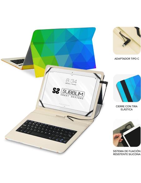 Subblim Keytab Funda Universal con Teclado Triángulos para Tablet 11.1"