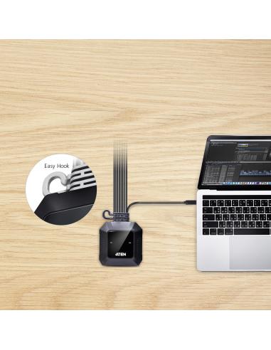 Aten CS52DP-AT Switch KVM Displayport Hibrido 2 Puertos USB-C Negro