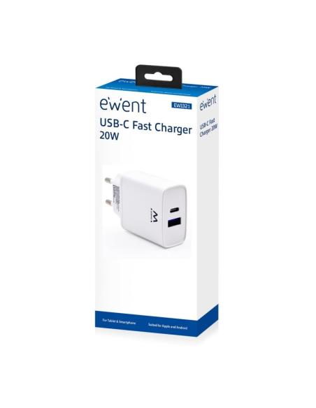 EWENT Cargador rapido Q3 20w Usb-C y Usb-A