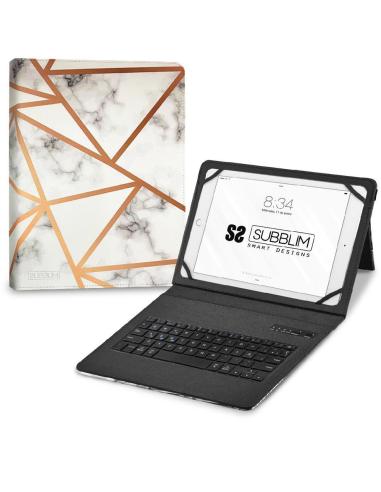 Subblim Keytab Pro Funda con Teclado Bluetooth Mármol Blanco para Tablet 9.6-11"