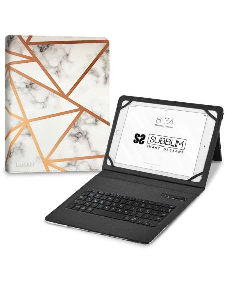 Subblim Keytab Pro Funda con Teclado Bluetooth Mármol Blanco para Tablet 9.6-11"