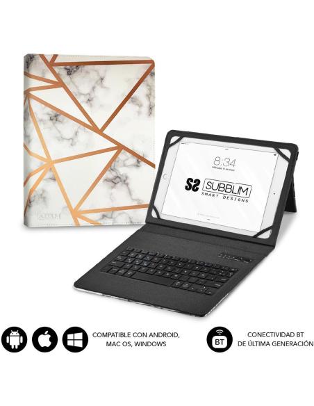 Subblim Keytab Pro Funda con Teclado Bluetooth Mármol Blanco para Tablet 9.6-11"