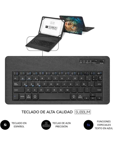 Subblim Keytab Pro Funda con Teclado Bluetooth León para Tablet 9.6-11"