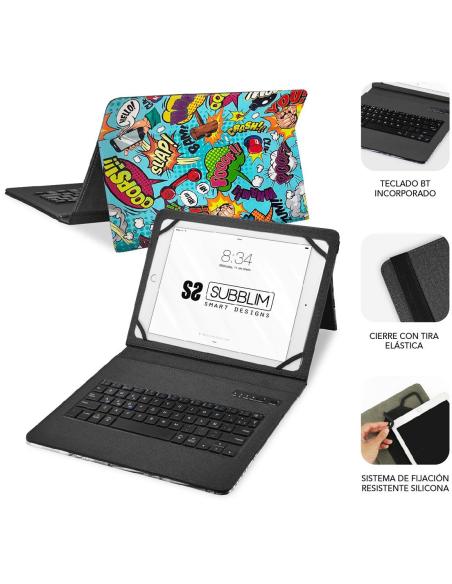 Subblim Keytab Pro Funda con Teclado Bluetooth Cómic para Tablet 9.6-11"