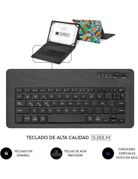 Subblim Keytab Pro Funda con Teclado Bluetooth Cómic para Tablet 9.6-11"