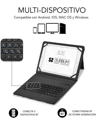 Subblim Keytab Pro Funda con Teclado Bluetooth Cómic para Tablet 9.6-11"