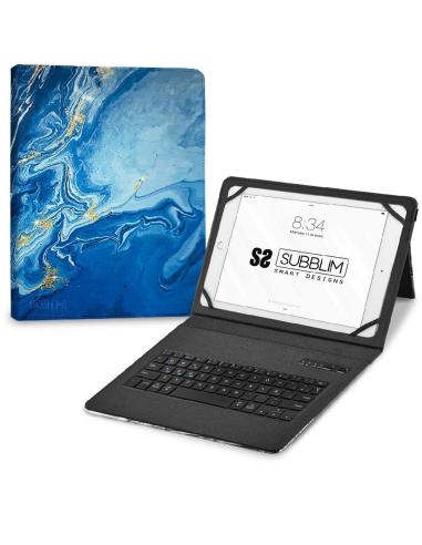 Subblim Keytab Pro Funda con Teclado Bluetooth Mármol Azul para Tablet 9.6-11"