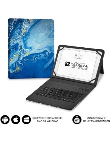 Subblim Keytab Pro Funda con Teclado Bluetooth Mármol Azul para Tablet 9.6-11"