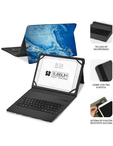 Subblim Keytab Pro Funda con Teclado Bluetooth Mármol Azul para Tablet 9.6-11"