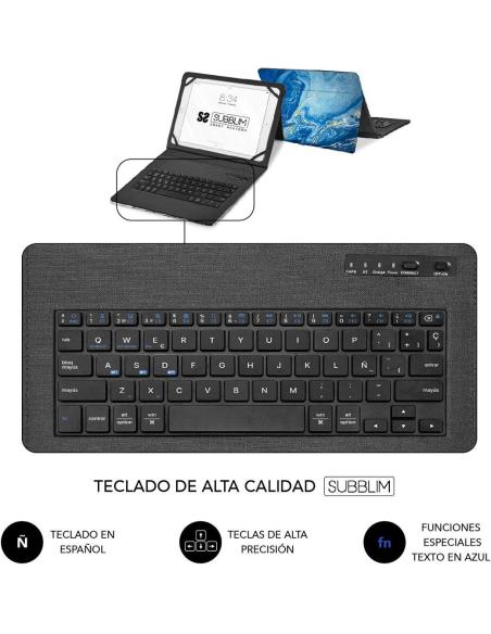 Subblim Keytab Pro Funda con Teclado Bluetooth Mármol Azul para Tablet 9.6-11"