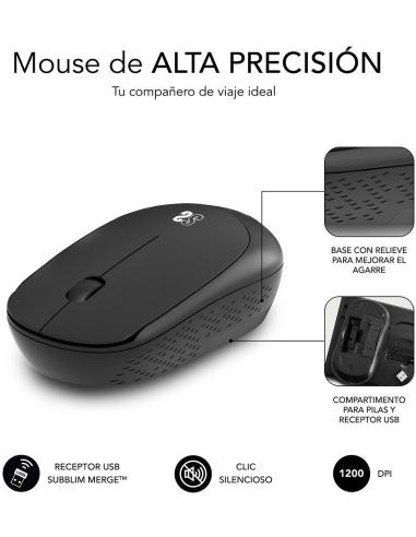 Subblim Business Plus Silencioso Ratón Inalámbrico 1200DPI Negro