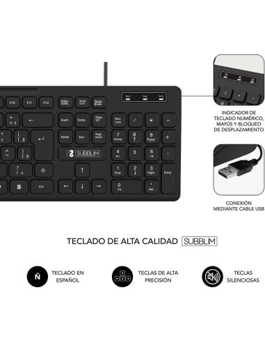 Subblim Business Slim Teclado con Cable USB Negro
