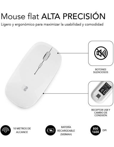 Subblim Dual Flat Ratón Inalámbrico Bluetooth 1600DPI Blanco