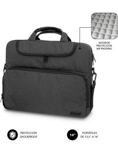 Subblim Air Padding Maletín para Portátil hasta 14" Gris Oscuro