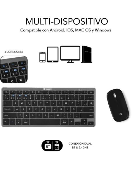 Subblim SUBKBC-OCO020 Kit de Teclado + Ratón Inalámbricos Negros