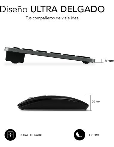 Subblim SUBKBC-OCO020 Kit de Teclado + Ratón Inalámbricos Negros