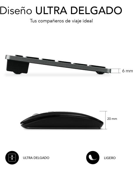 Subblim SUBKBC-OCO020 Kit de Teclado + Ratón Inalámbricos Negros