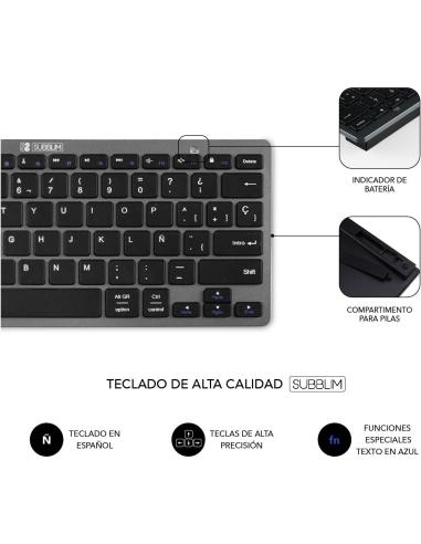 Subblim SUBKBC-OCO020 Kit de Teclado + Ratón Inalámbricos Negros